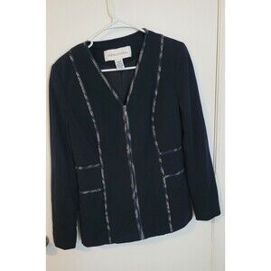 Doncaster Women's Navy Blue Zip Front Blazer Jacket Sz 8